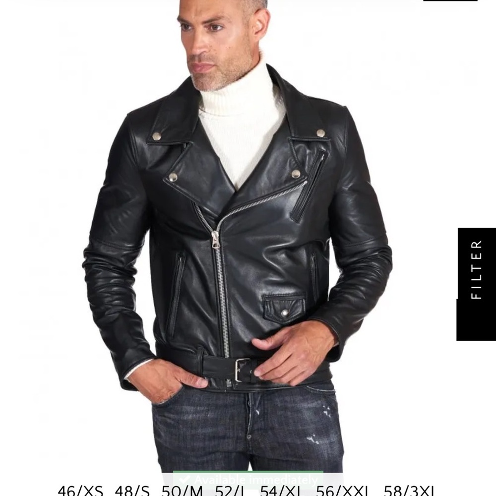 Men's Black Leather Bomber Jacket